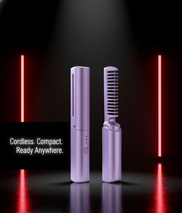 Meneflix Portable Mini Hair Straightener Cordless Rechargeable Mini Adjustable Hair Straightener Hot Comb