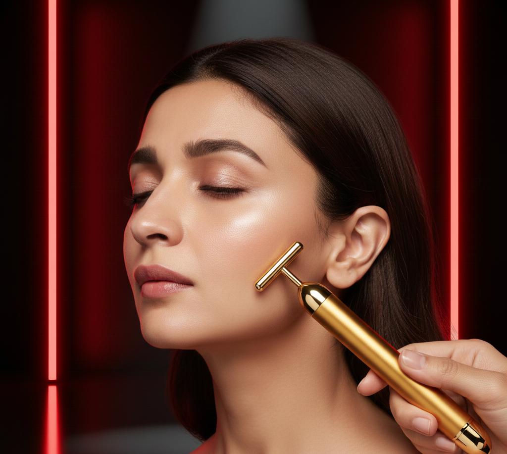 24K Gold Energy Beauty Bar Electric Facial Massage Roller